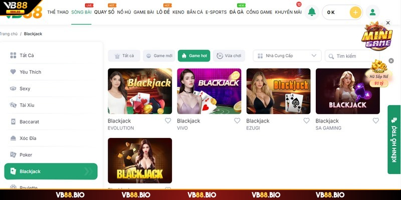 Xì dách online mở ra những ván chơi đỉnh cao tại VB88