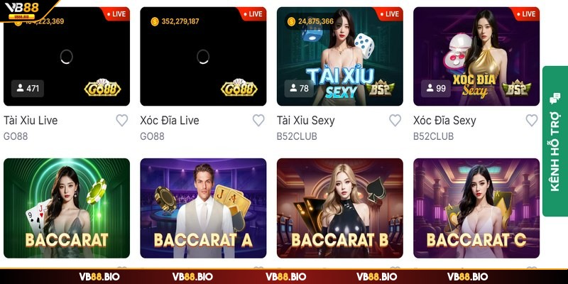 Sảnh chơi thường xuyên cập nhật những tựa game mới